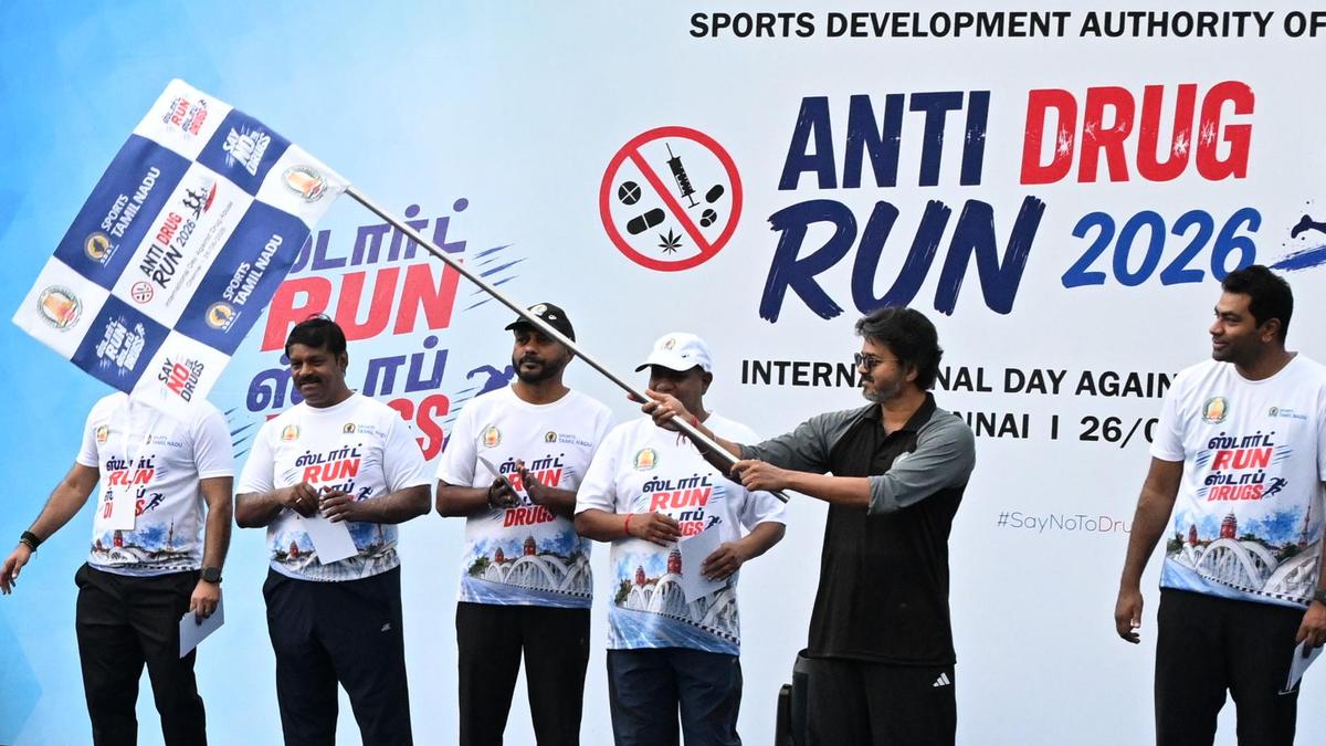 Tamil Nadu CM Vijay flags off anti-drug marathon, runs to spread awareness